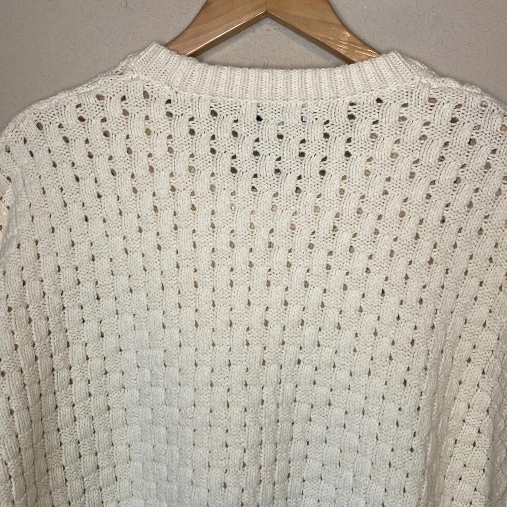 Madewell Basketweave-Stitch Cream Sweater M - Picture 10 of 10